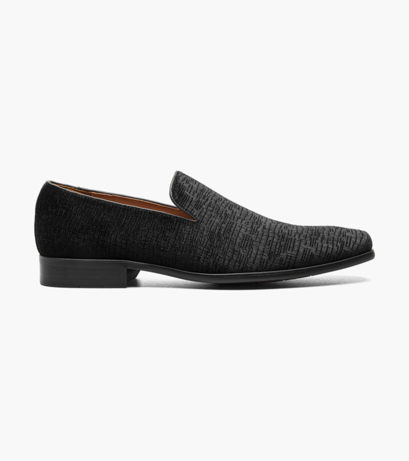 Postino Plain Toe Velvet Slip On-Black | Florsheim