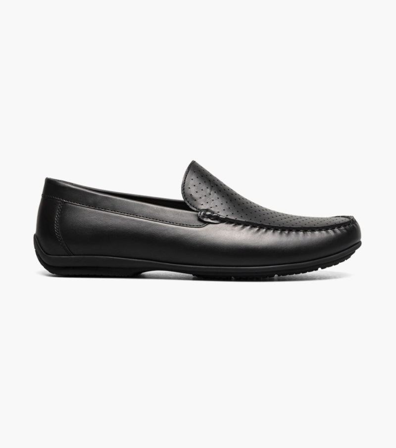 Conroy Moc Toe Perf Slip On-Black | Stacy Adams