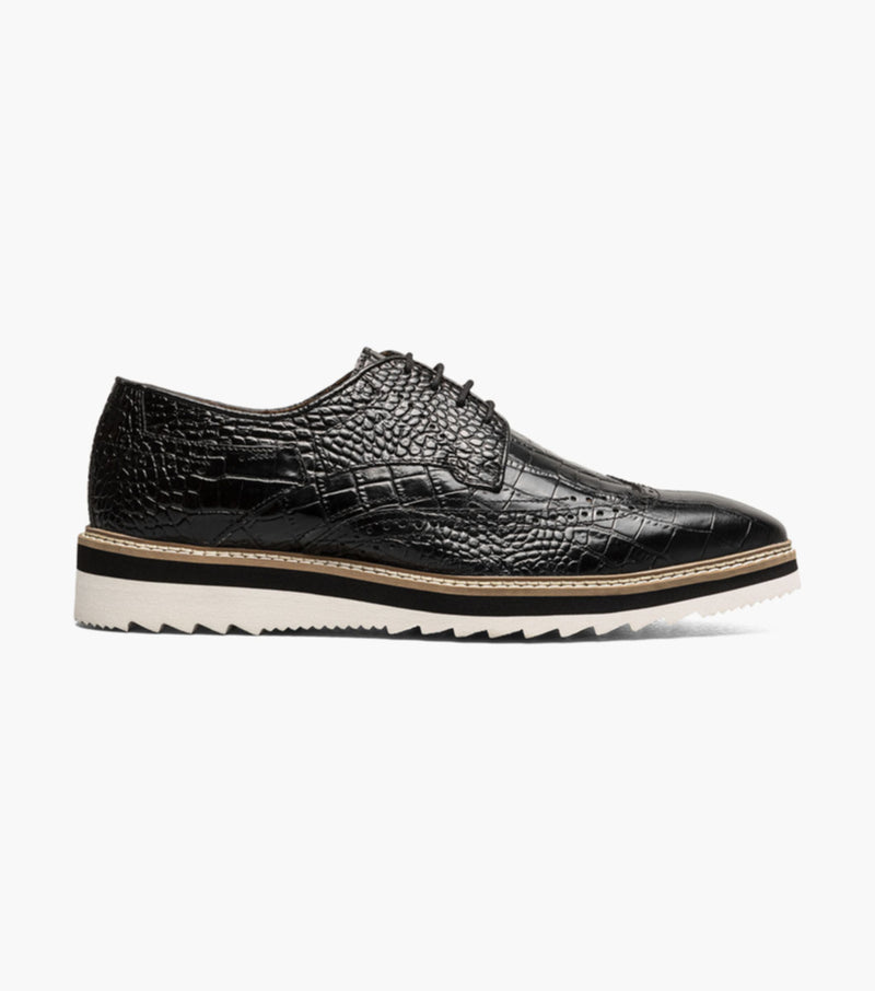 Alario Wingtip Oxford-Black | Stacy Adams