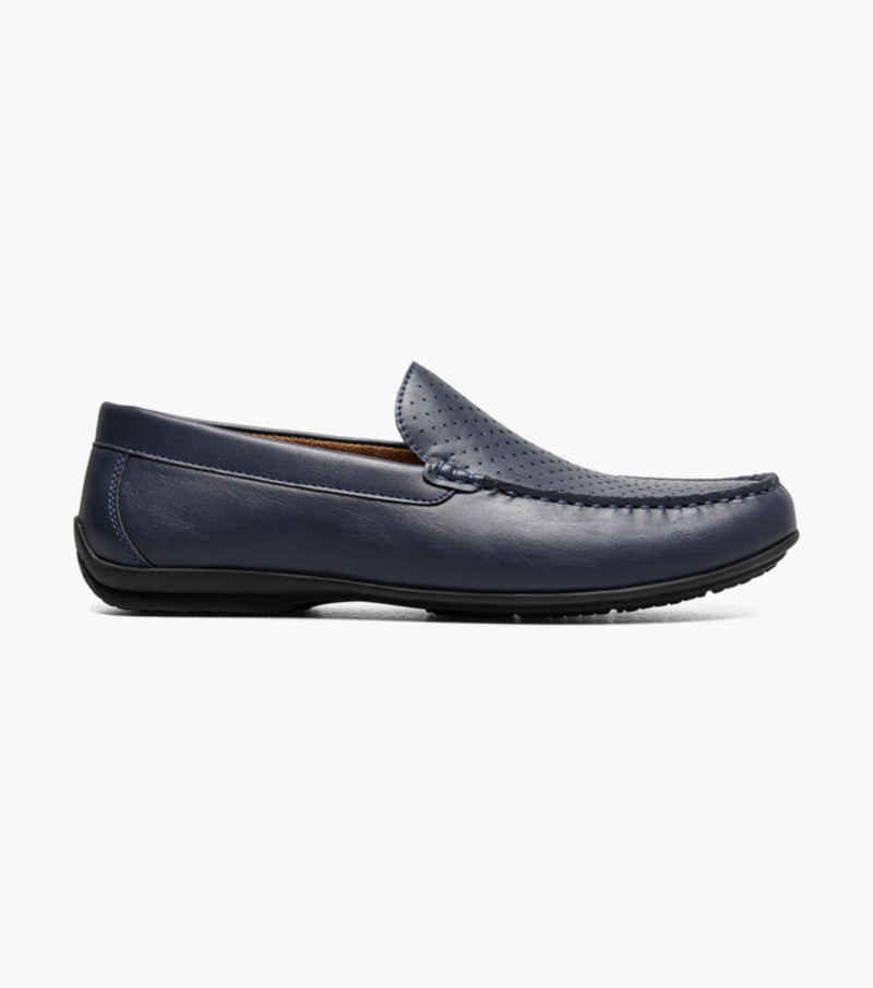 Conroy Moc Toe Perf Slip On-Navy | Stacy Adams
