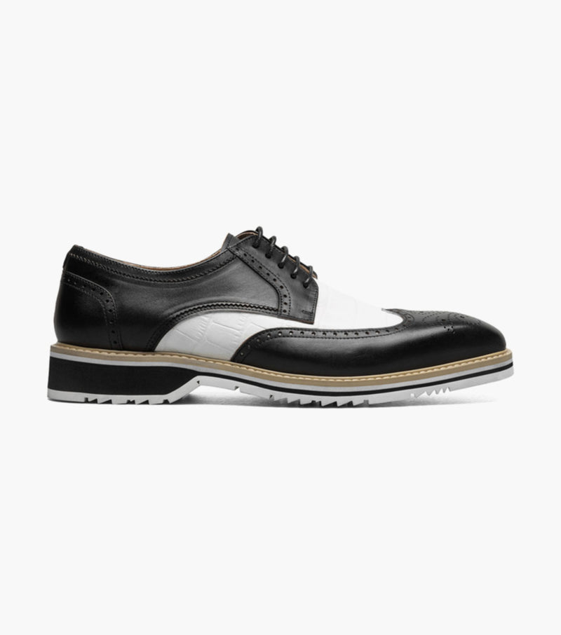 Beaumont Wingtip Oxford-Black/White | Stacy Adams