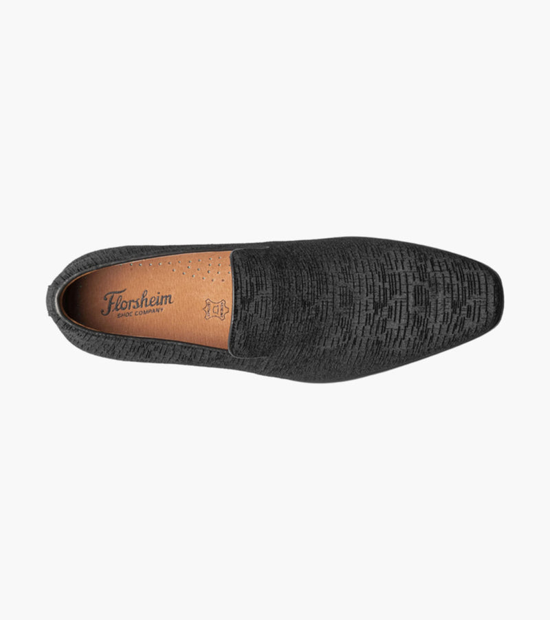 Postino Plain Toe Velvet Slip On-Black | Florsheim