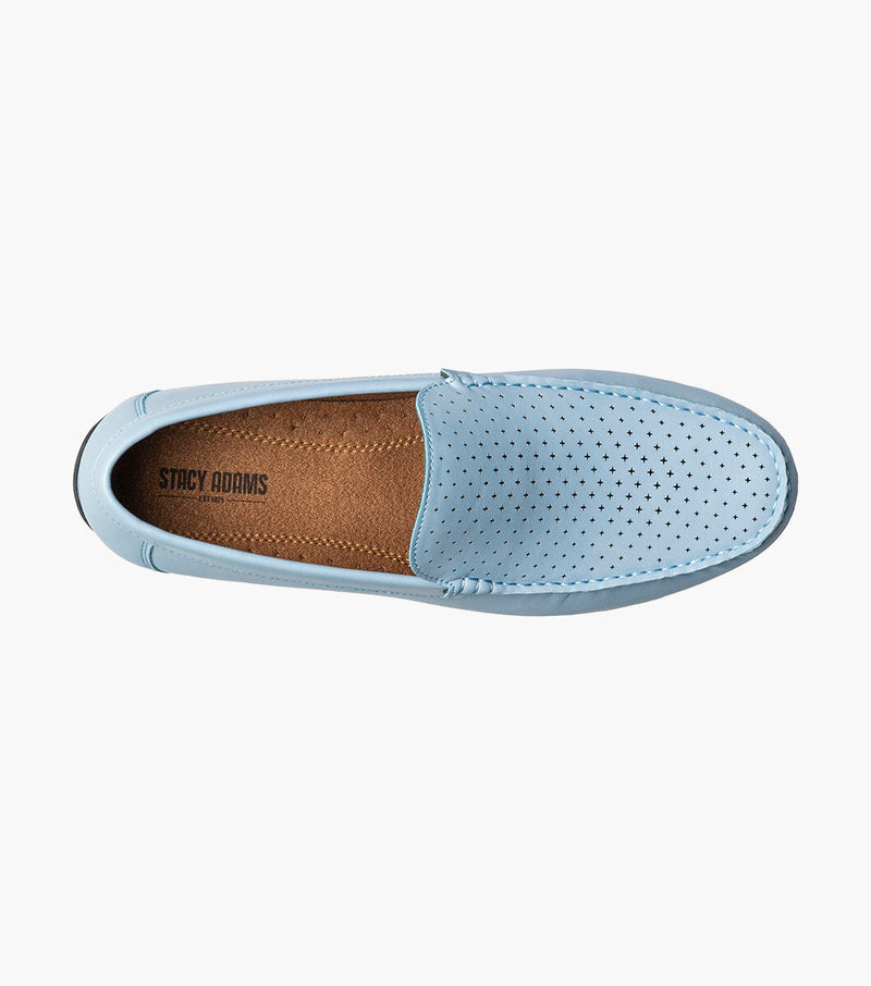 Conroy Moc Toe Perf Slip On-Light Blue | Stacy Adams