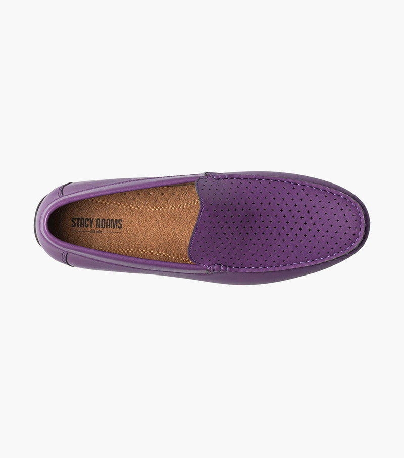 Conroy Moc Toe Perf Slip On-Purple | Stacy Adams