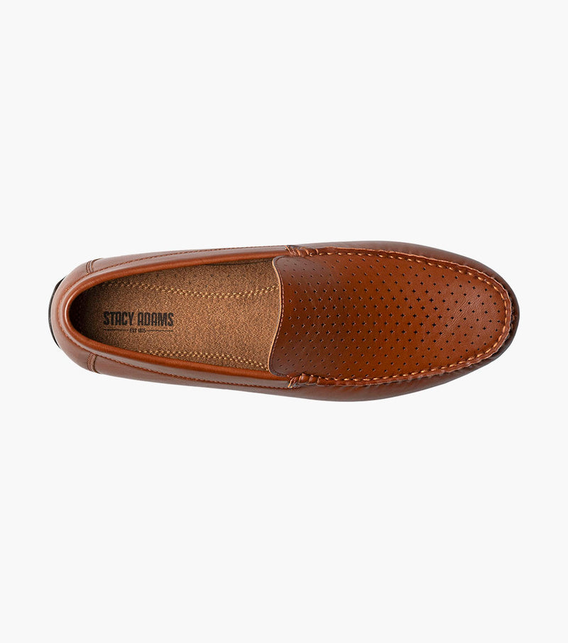 Conroy Moc Toe Perf Slip On-Cognac | Stacy Adams