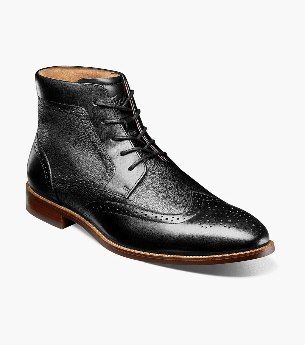 Rucci Wingtip Lace Up Boot-Black | Florsheim