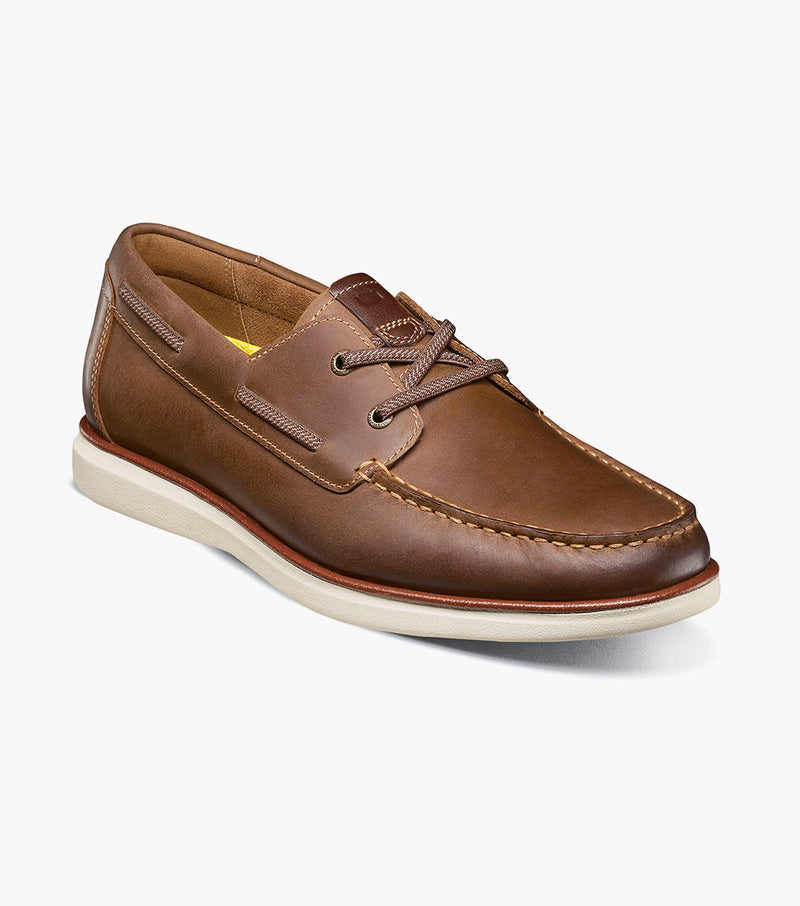 Tropics Moc Toe Elastic Lace Boat Shoe-Brown CH | Florsheim