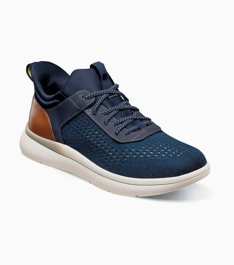 Fleet Knit Elastic Lace Sneaker-Navy | Florsheim