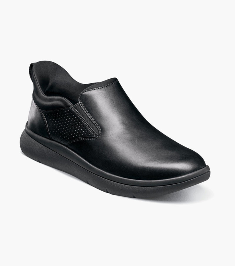 Fleet Plain Toe Slip On Sneaker-Black Smooth | Florsheim