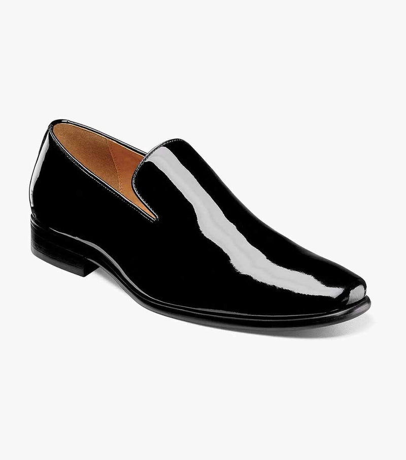 Postino Plain Toe Slip On-Black Patent | Florsheim
