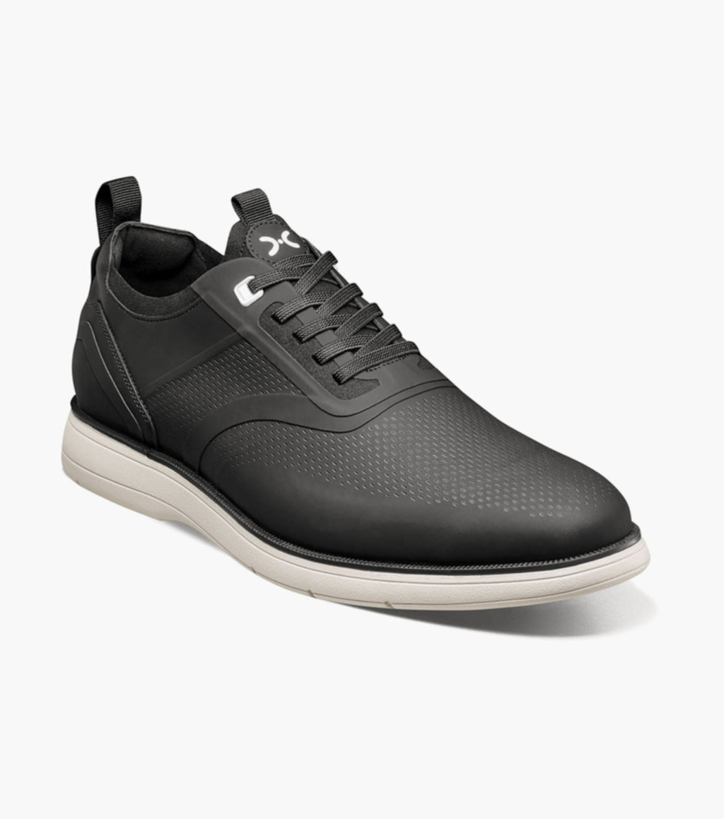 Everidge Plain Toe Elastic Lace Up- Black | Stacy Adams