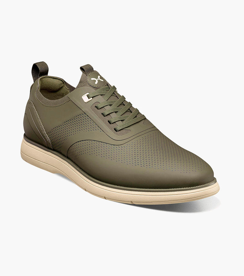 Everidge Plain Toe Elastic Lace Up-Olive | Stacy Adams