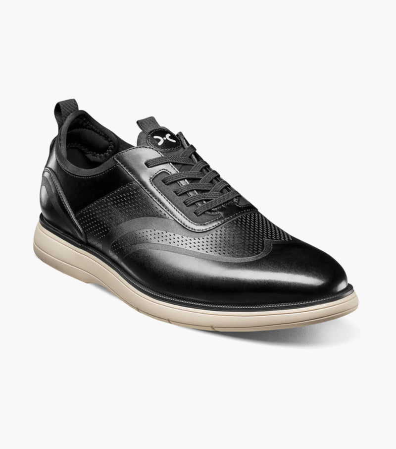 Edgewood Wingtip Elastic Lace Up- Black | Stacy Adams