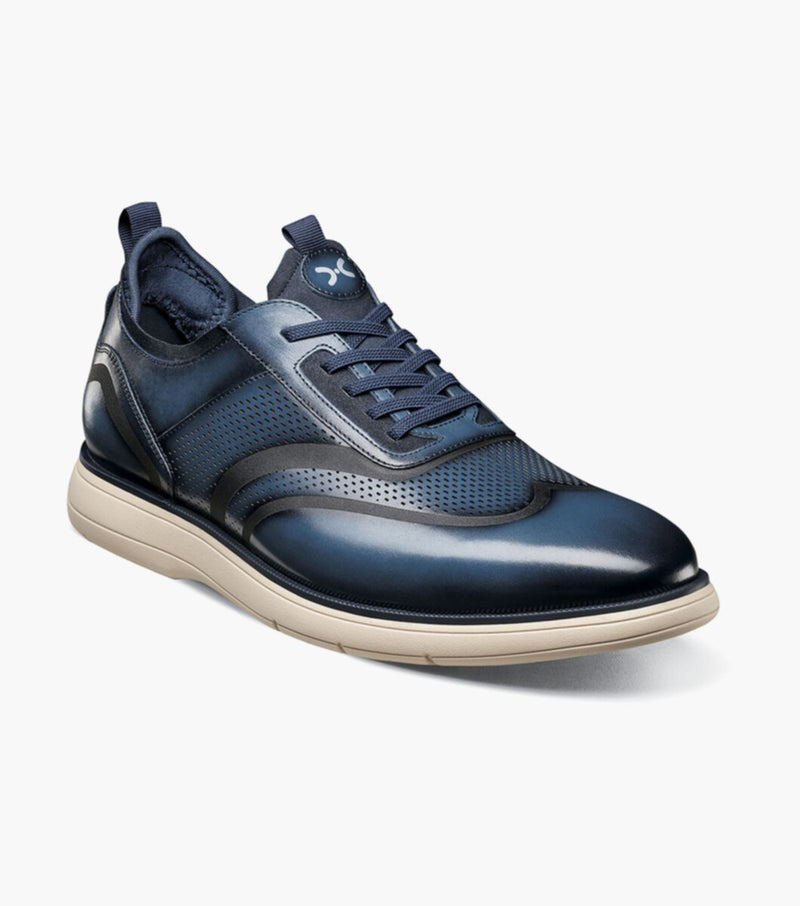 Edgewood Wingtip Elastic Lace Up-Blue | Stacy Adams