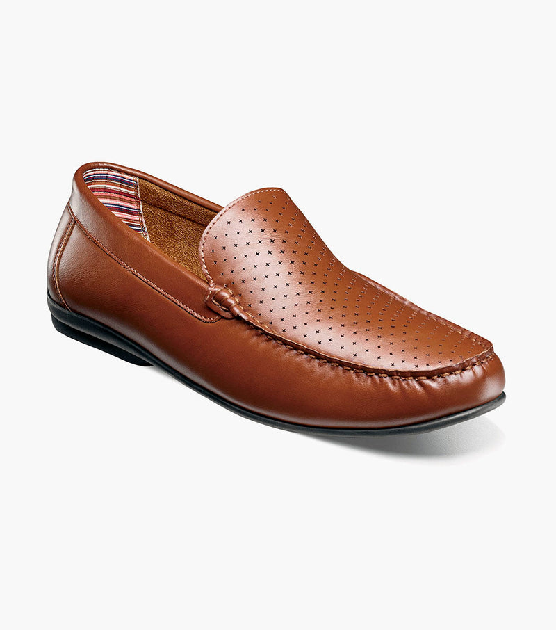 Conroy Moc Toe Perf Slip On-Cognac | Stacy Adams