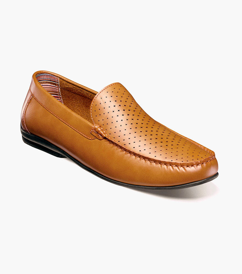 Conroy Moc Toe Perf Slip On-Tan | Stacy Adams