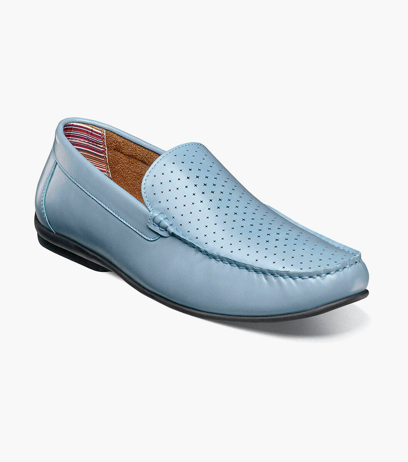 Conroy Moc Toe Perf Slip On-Light Blue | Stacy Adams