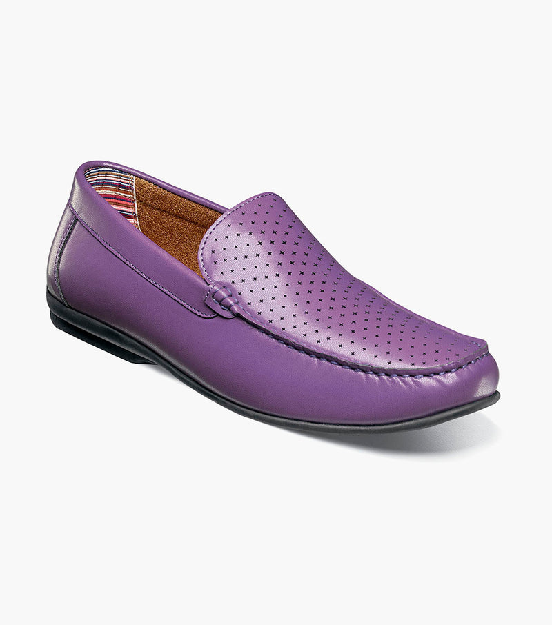 Conroy Moc Toe Perf Slip On-Purple | Stacy Adams