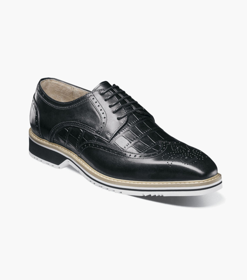 Beaumont Wingtip Oxford-Black | Stacy Adams