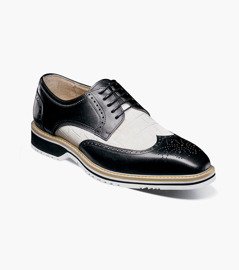 Beaumont Wingtip Oxford-Black/White | Stacy Adams