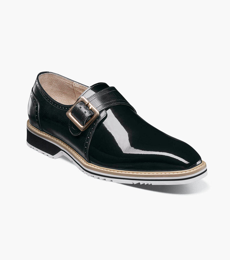 Bartram Plain Toe Monk Strap-Black | Stacy Adams