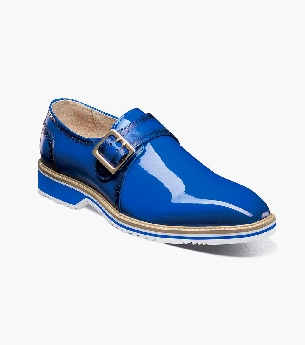 Bartram Plain Toe Monk Strap-Blue | Stacy Adams