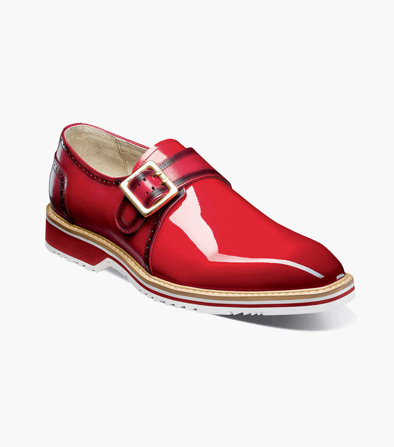 Bartram Plain Toe Monk Strap-Red | Stacy Adams