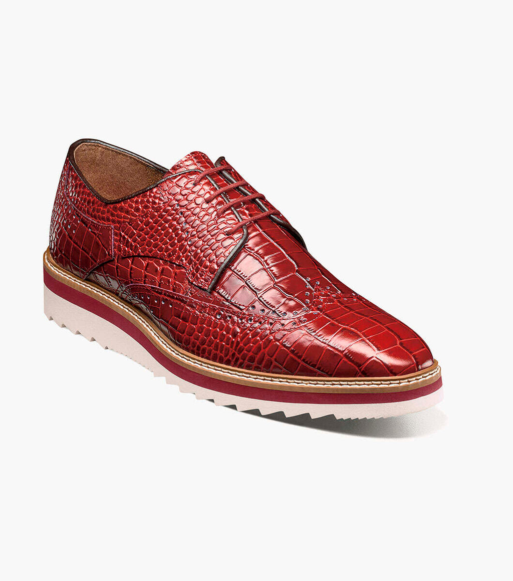 Alario Wingtip Oxford-Red | Stacy Adams