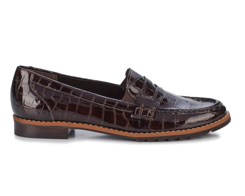 Winnie-Brown Croc Patent Leather | Ros Hommerson