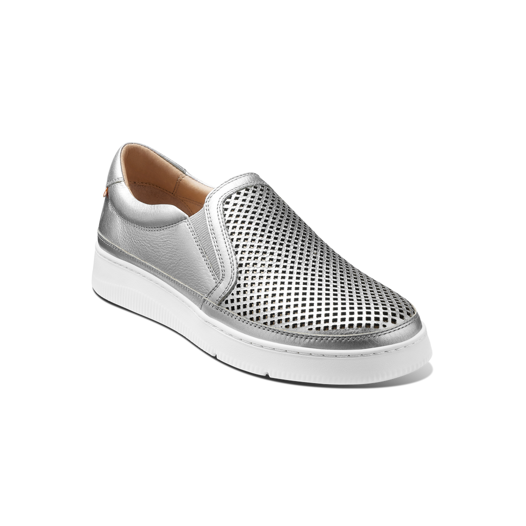 Women's Featherlight Laguna Slip-On-Silver Leather | Samuel Hubbard