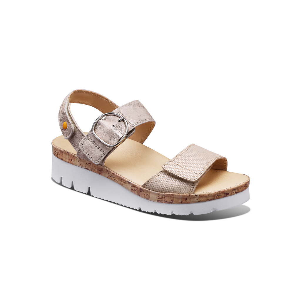 Women's Portola Two Strap Sandal-Textured Pearl Leather | Samuel Hubbard