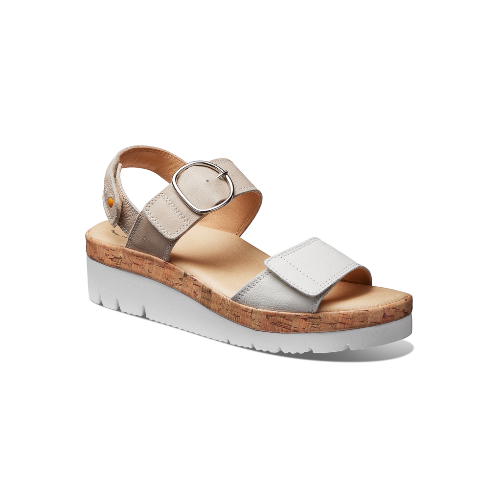 Women's Portola Two Strap Sandal-White Leather | Samuel Hubbard