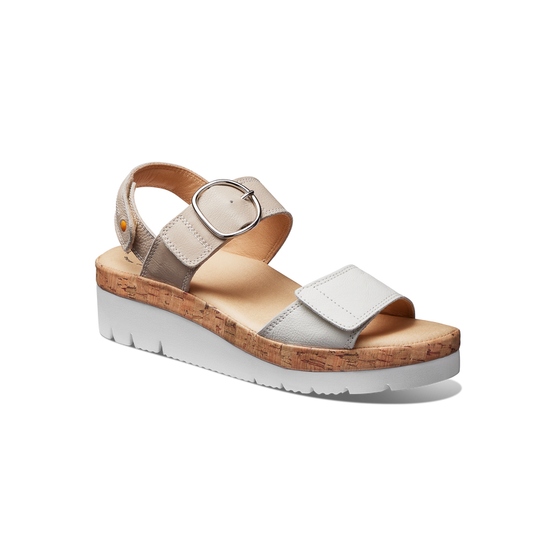 Women's Portola Two Strap Sandal-White Leather | Samuel Hubbard