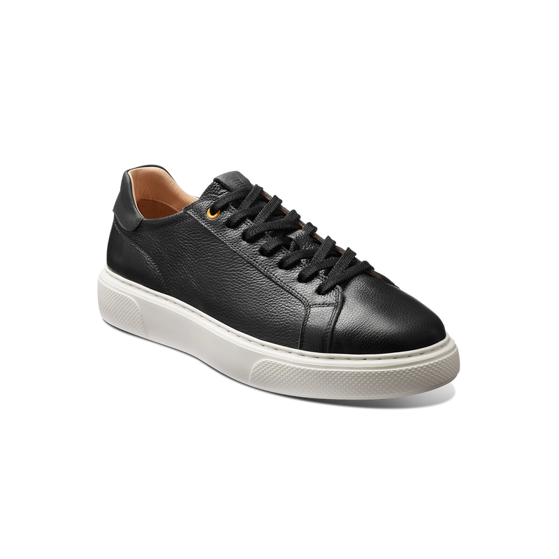 Men's Sunset Sneaker 2.0-Black Leather on White Sole | Samuel Hubbard