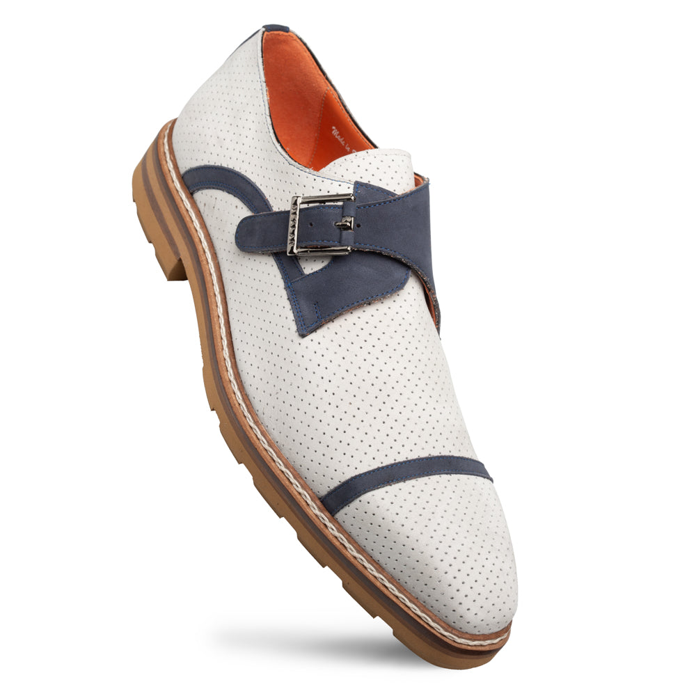 Alari Perforated Nubuck Monk-Grey/Blue | Mezlan