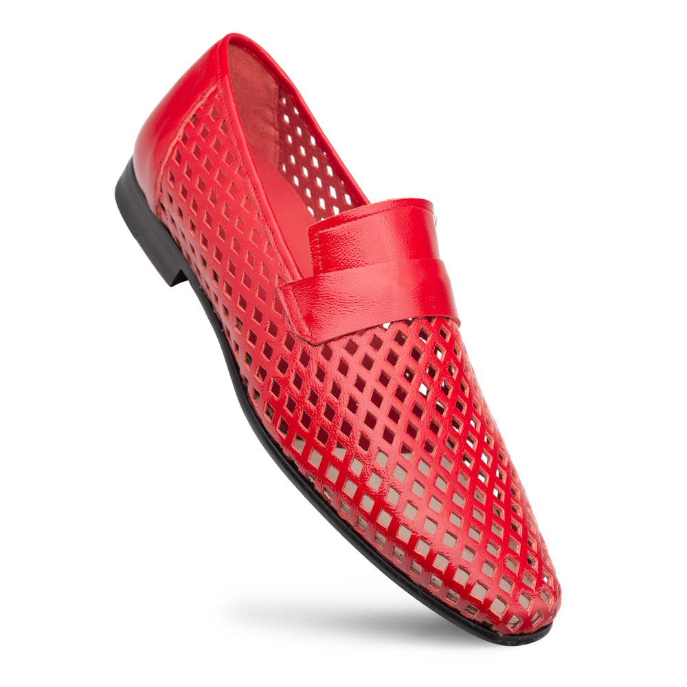 Perforated Calf Loafer-Red | Mezlan