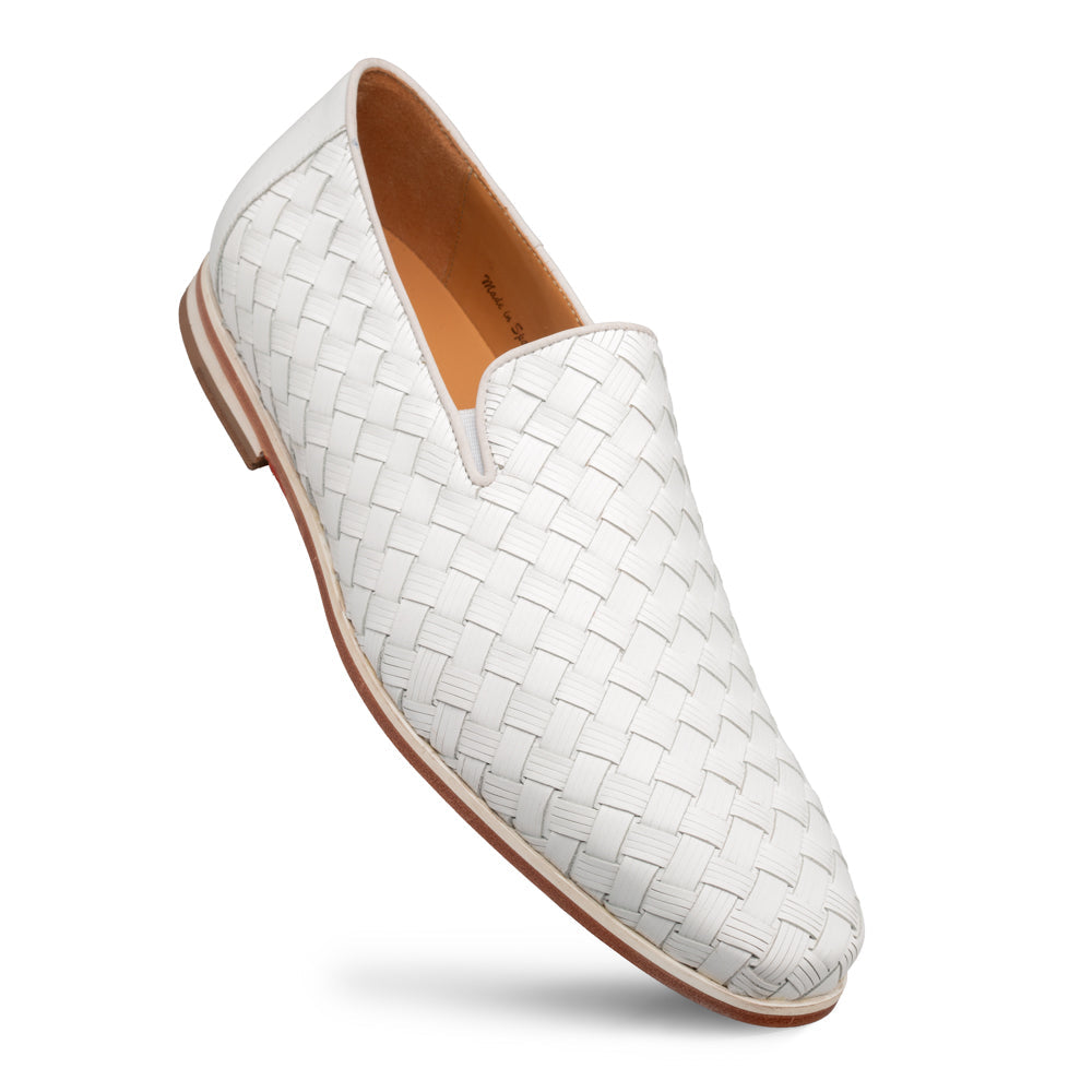 Woven Calf Venetian Slip On-White | Mezlan