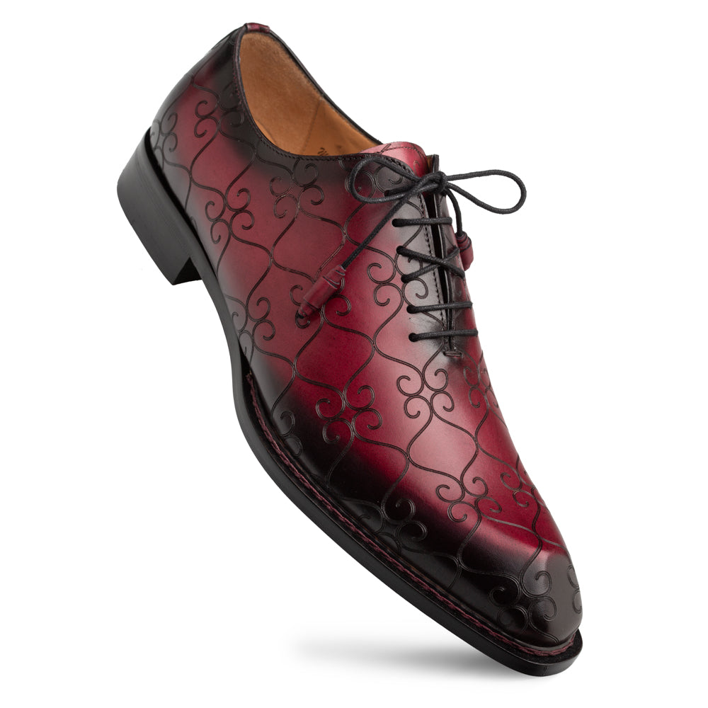 Tribeca Laser Print Oxford-Burgundy | Mezlan
