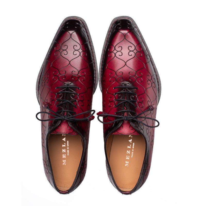 Tribeca Laser Print Oxford-Burgundy | Mezlan