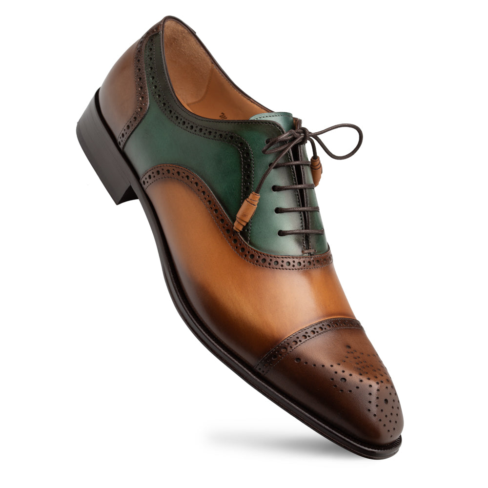 Galante Tri-tone Cap Toe Oxford-Brown Multi | Mezlan