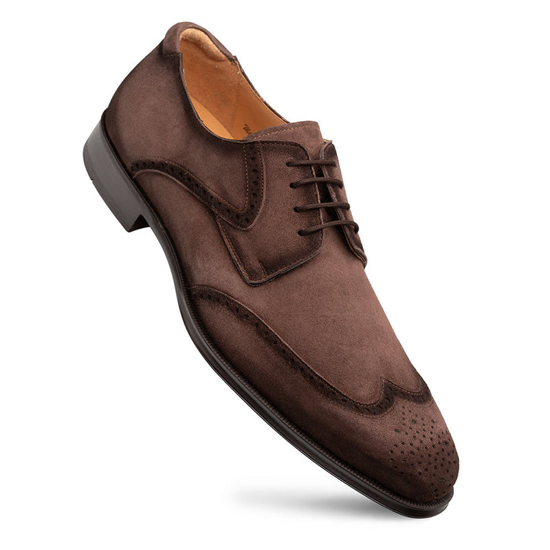 Benante Suede Wing Tip Derby-Brown | Mezlan