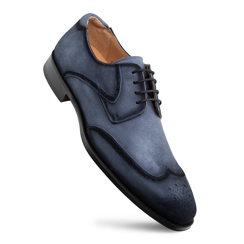 Benante Suede Wing Tip Derby-Navy | Mezlan