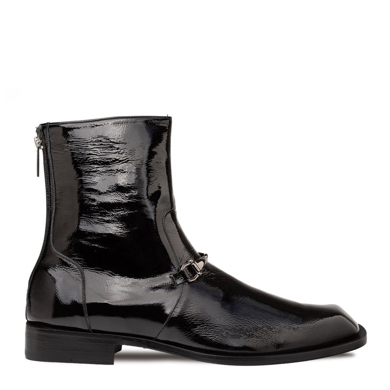 Buscemi Hi-Shine Ornament Boot-Black | Mezlan