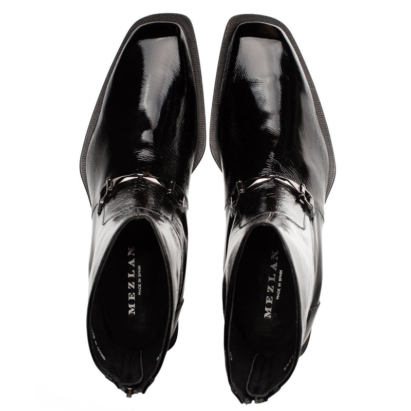 Buscemi Hi-Shine Ornament Boot-Black | Mezlan