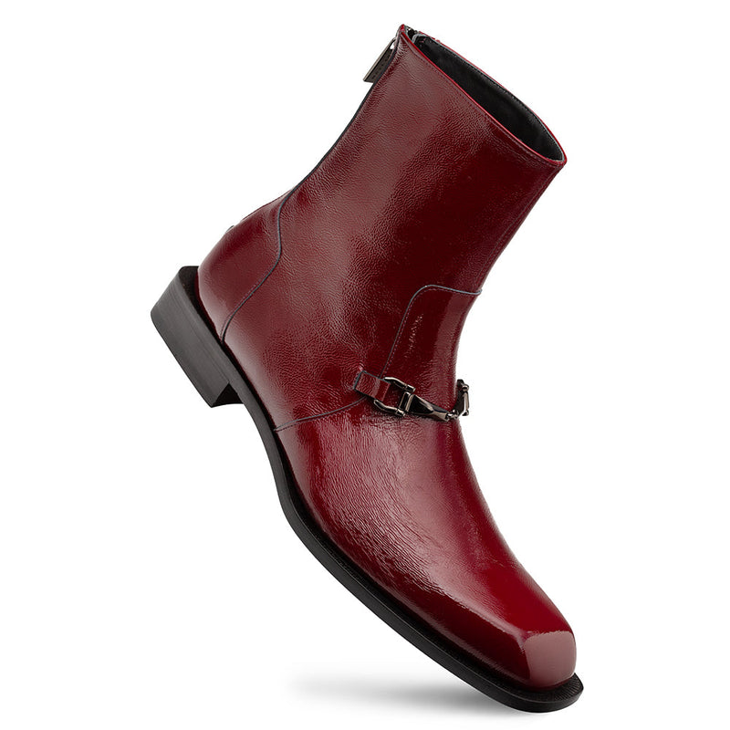 Buscemi Hi-Shine Ornament Boot-Burgundy | Mezlan