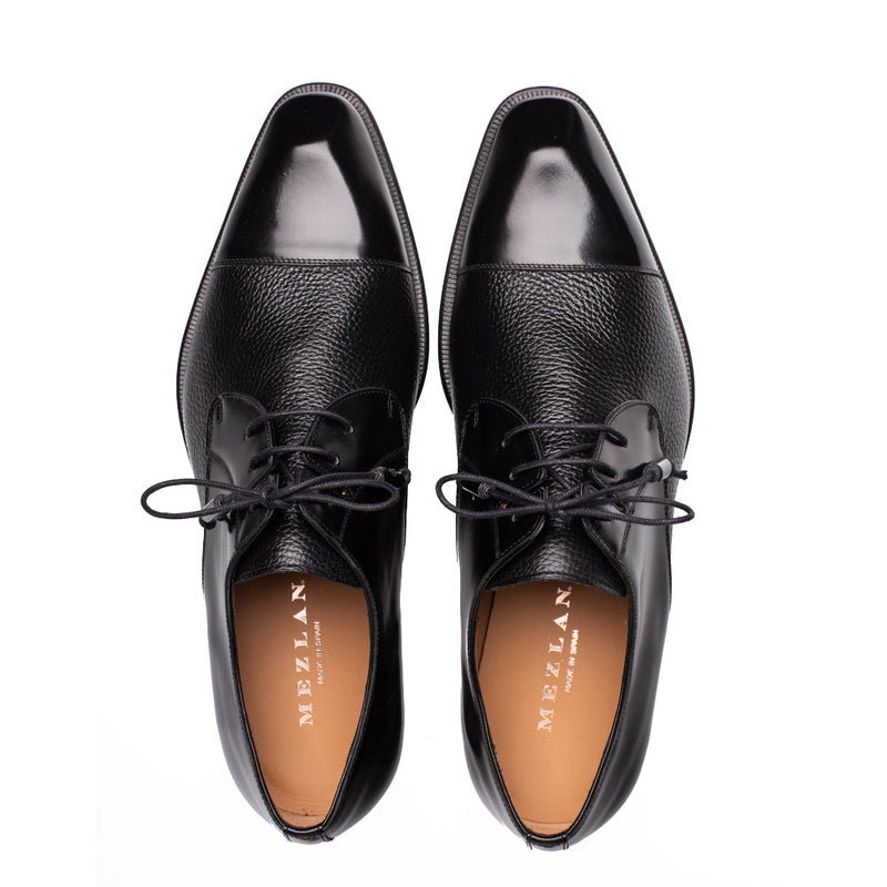 Capello Hi-Shine/Calf Derby-Black | Mezlan