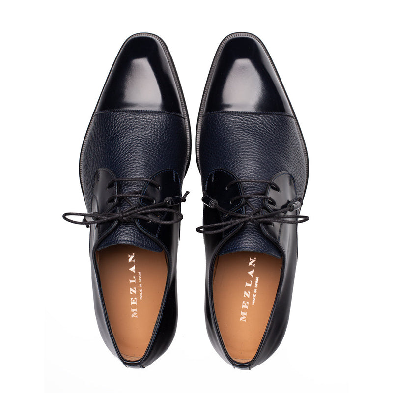 Capello Hi-Shine/Calf Derby-Blue | Mezlan