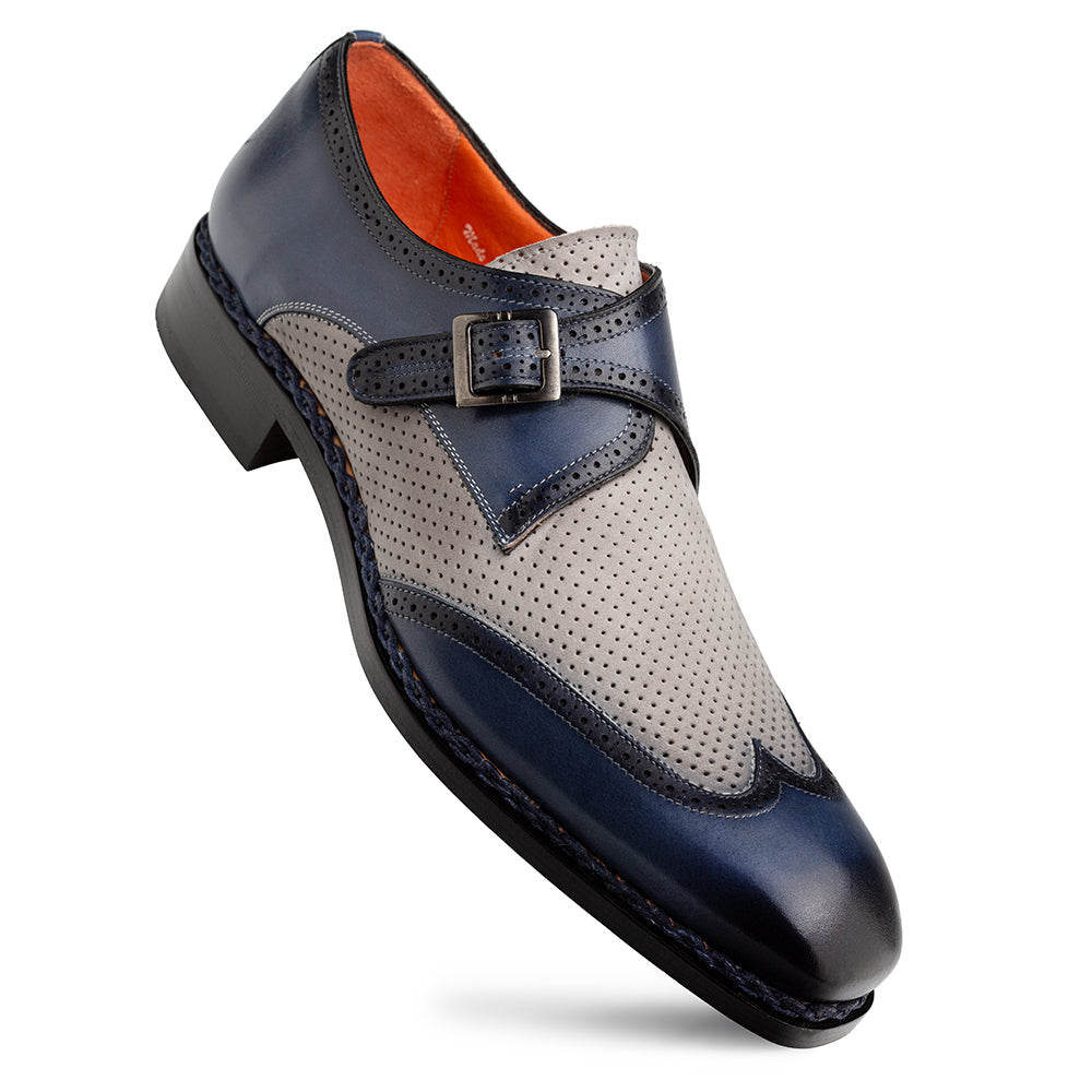 Blanes Spectator Monk Strap - Blue | Mezlan