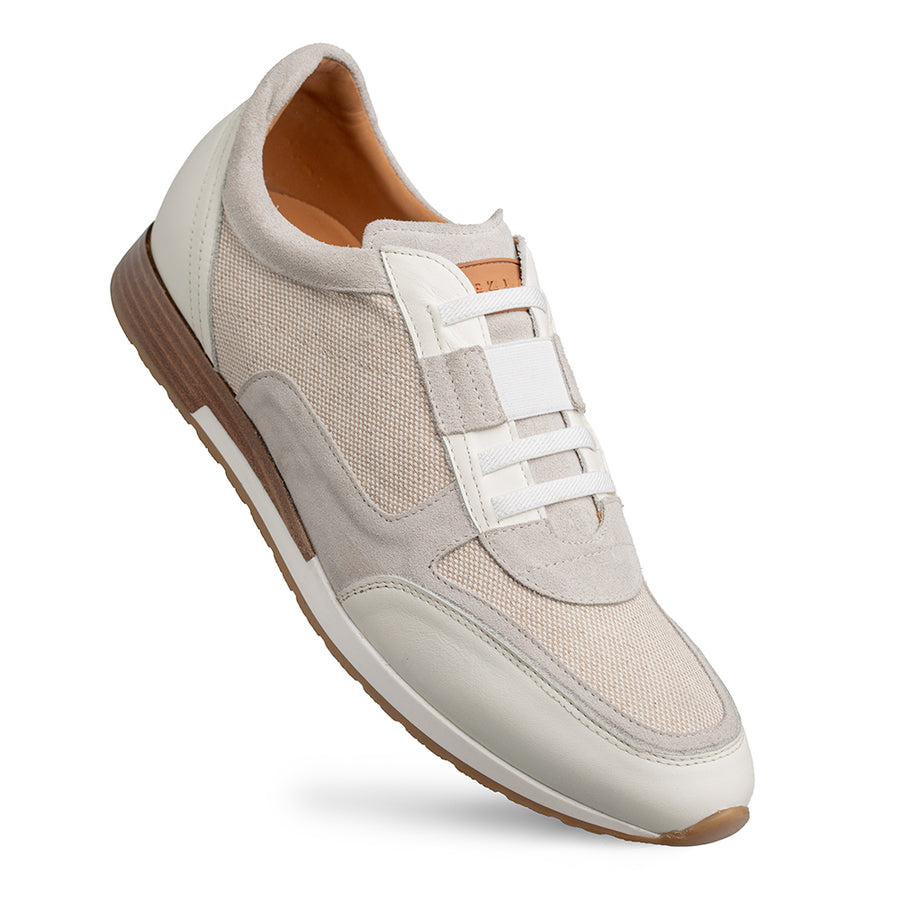 Riumar Suede/Linen Sneaker-Bone | Mezlan