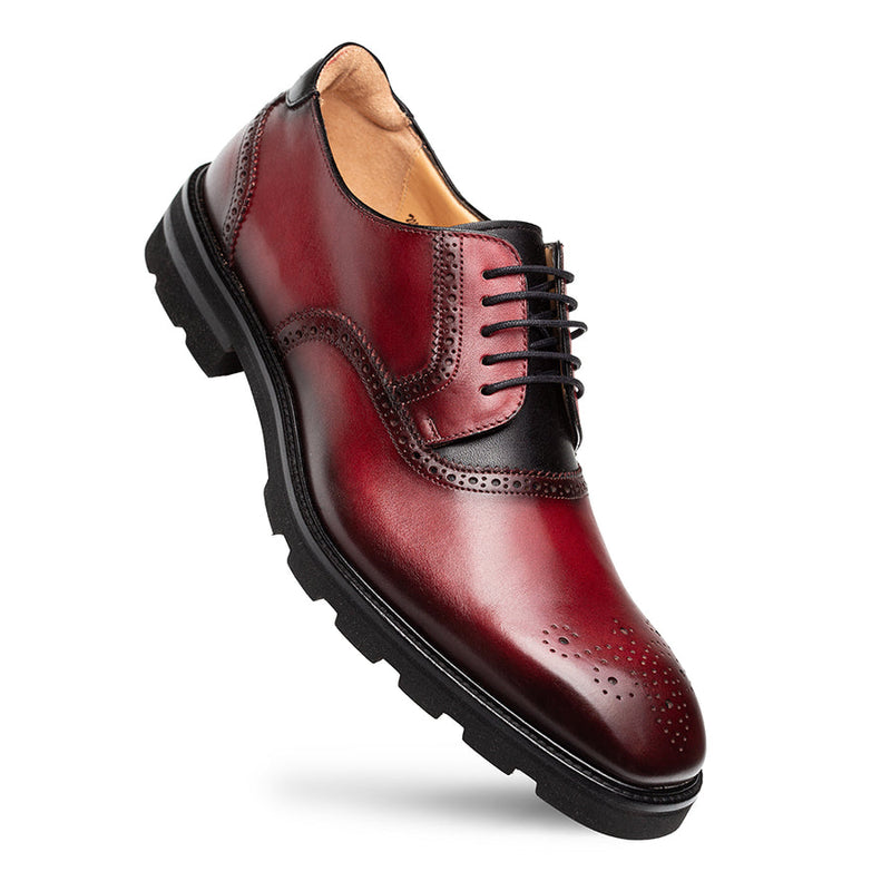 Birch Two-Tone Lug Sole Derby-Burgundy/Black | Mezlan
